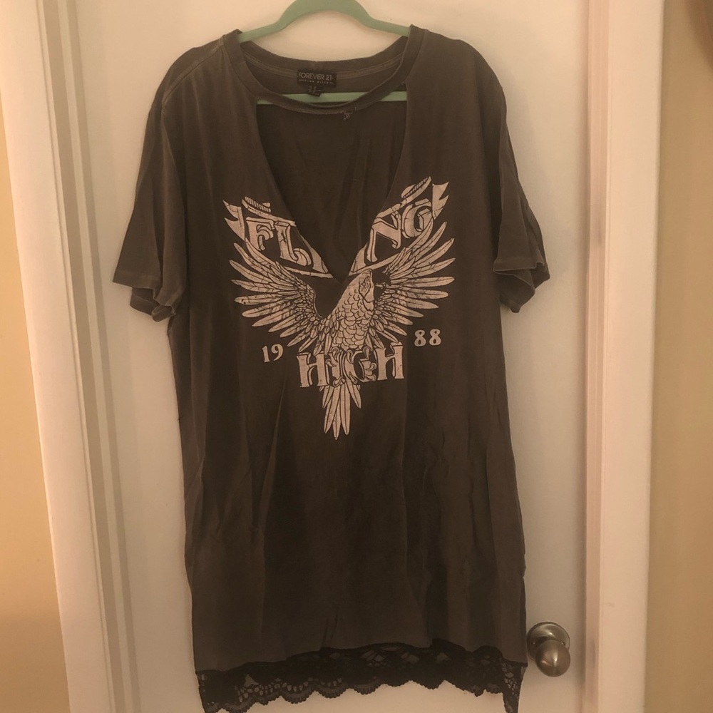 Forever 21+ Size 3X T-shirt Dress in Grey